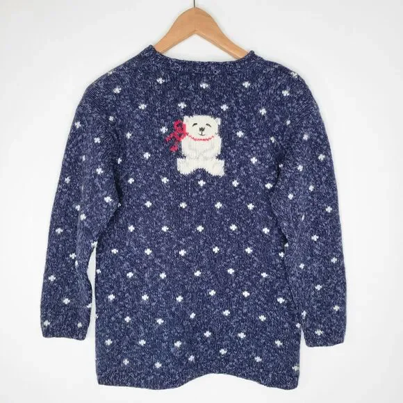 Vintage MARISA CHRISTINA Teddy Bear Sweater Sz S Wool Blend 3/4 Sleeve Christmas - Picture 4 of 8